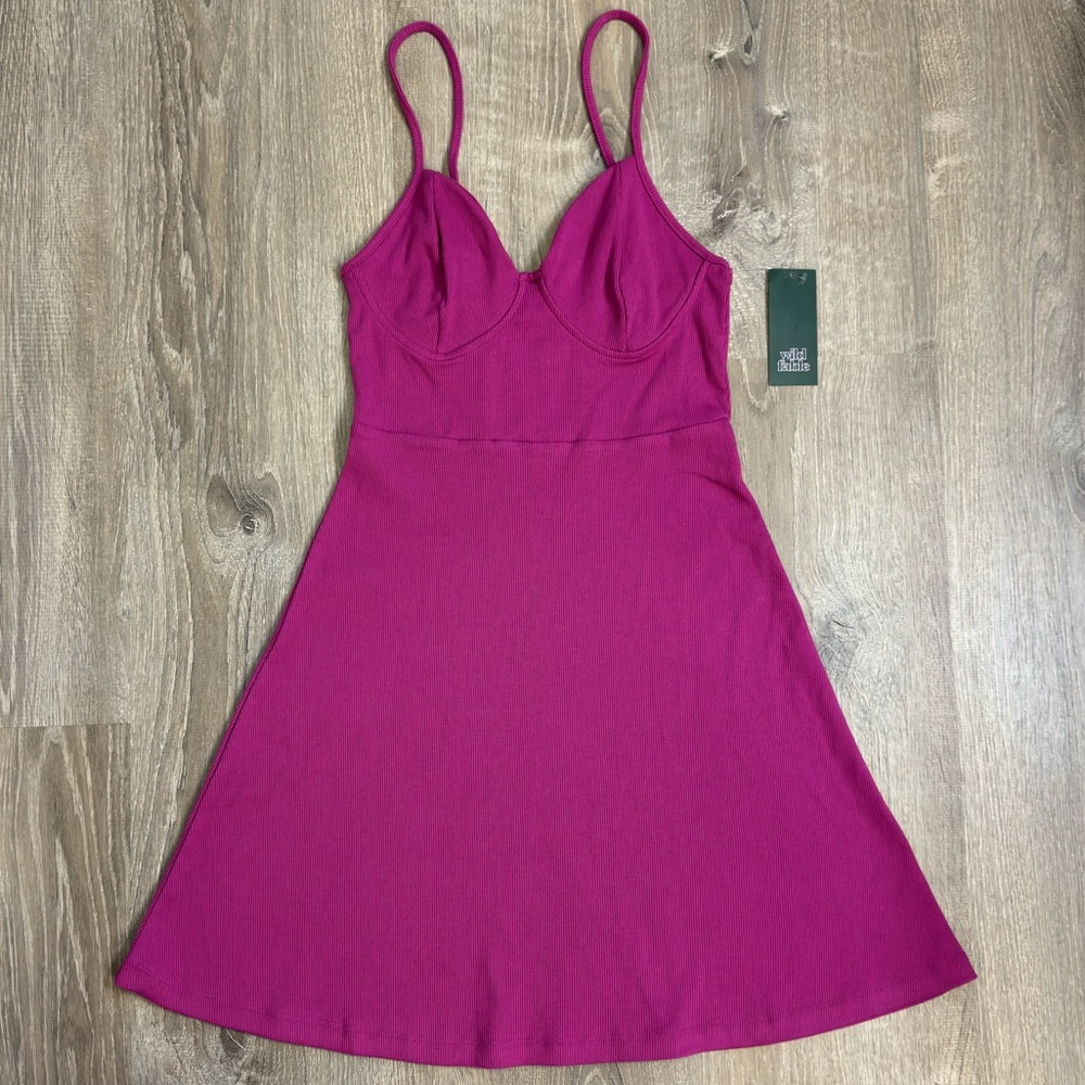 NWT Wild Fable Women's Knit Skater Dress Color Plum Purple Adjustable Straps - Picture 2 of 4